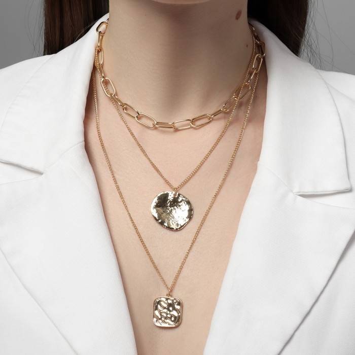 Кулон «Цепь» мятые круги, цвет золото, 60 см Кулон «Цепь» мятые круги, цвет золото, 60 см