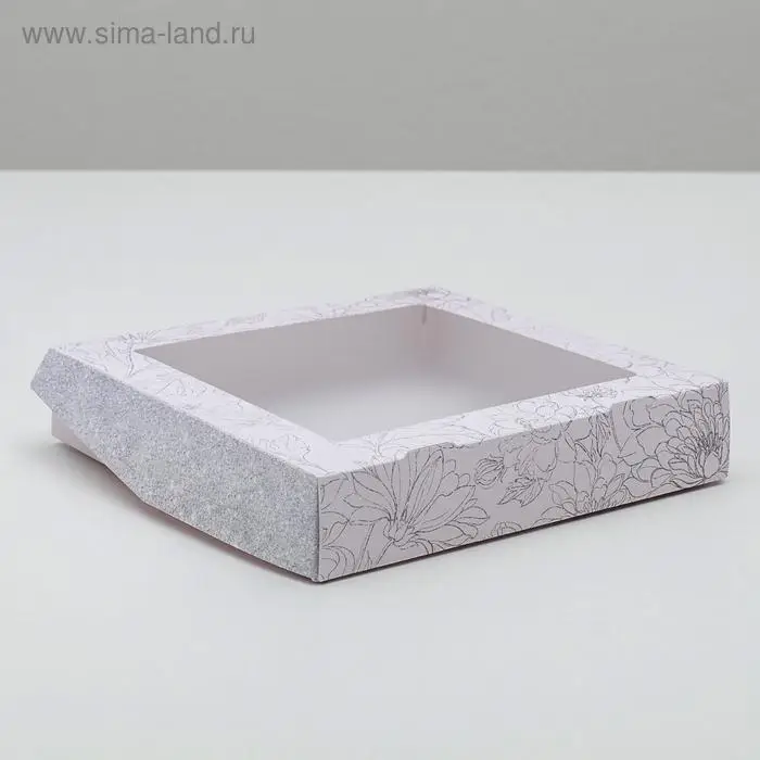Кондитерская упаковка, коробка с ламинацией «Flowers», 20 х 20 х 4 см Кондитерская упаковка, коробка с ламинацией «Flowers», 20 х 20 х 4 см