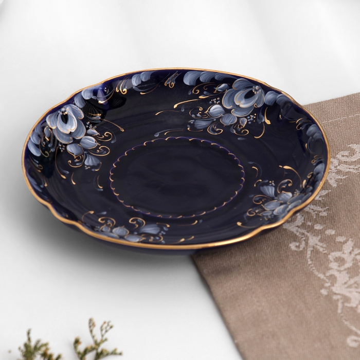 Блюдце Блюдце "Весна", d-14,5см, кобальтовая глазурь