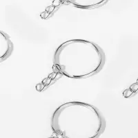 Основа для брелока d25мм с цепочкой набор 100 шт металл серебряный Основа для брелока d25мм с цепочкой набор 100 шт металл серебряный