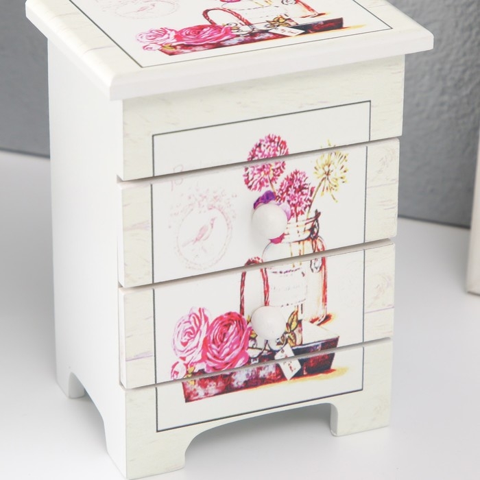 Шкатулка дерево 3 ящика  Шкатулка дерево 3 ящика "Цветочная композиция" 6,5х9х12 см