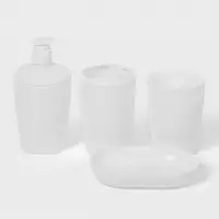 Набор для ванной комнаты Aqua, 4 предмета, пластик, белый