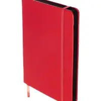 Ежедневник недатированный A5, 140 л, клетка, кожзам, на резинке, черный срез, Красный