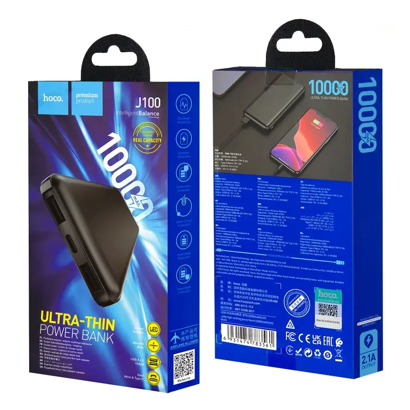 Внешний аккумулятор J100 10000 mAh HOCO черный