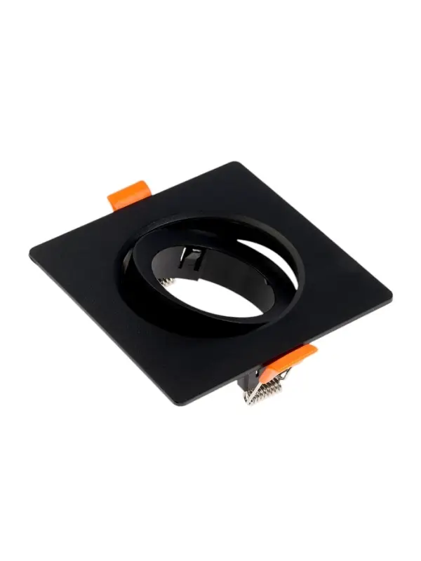 Светильник встраиваемый под лампу MR-16, поворотный, квадратный, пластиковый, чёрный