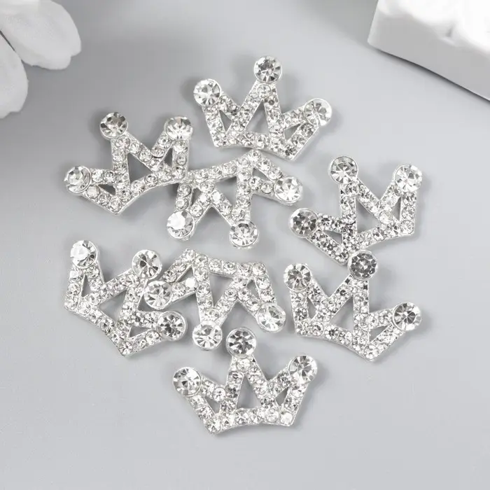 Декор для творчества металл "Корона" серебро, стразы 1,4х2 см