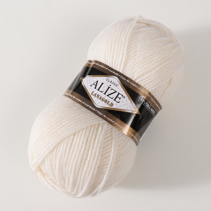 Пряжа Пряжа "Lanagold" 51% акрил, 49% шерсть 240м/100гр (450 жемчуж.)