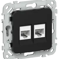 FLITE Розетка 2-местная компьютерная RJ45 категория 6 UTP РК6-2-0-ФлЧ черный IEK