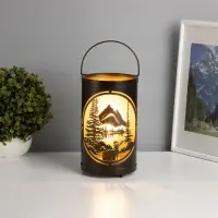 Фигурка светящаяся RISALUX &laquo;Закат в лесу&raquo;, LED-ночник, 3&times;ААА, чёрный, 12&times;12&times;20.5 см