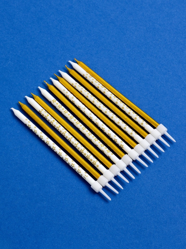 Набор свечей для торта Набор свечей для торта "Звёздочки", 12 шт. золотой и белый