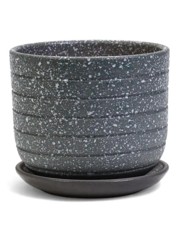 Горшок цветочный  с поддоном 0,8 л, серый керамика  Горшок цветочный  с поддоном 0,8 л, серый керамика "Пряности" (М)