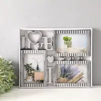 Фоторамка пластик на 3 фото 10х15 см "Я люблю тебя" тёмное серебро 31,5х25,5 см