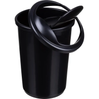 Ведро мусорное пласт 12л круг черн с крыш-маят металлик 255х360мм Uniplast