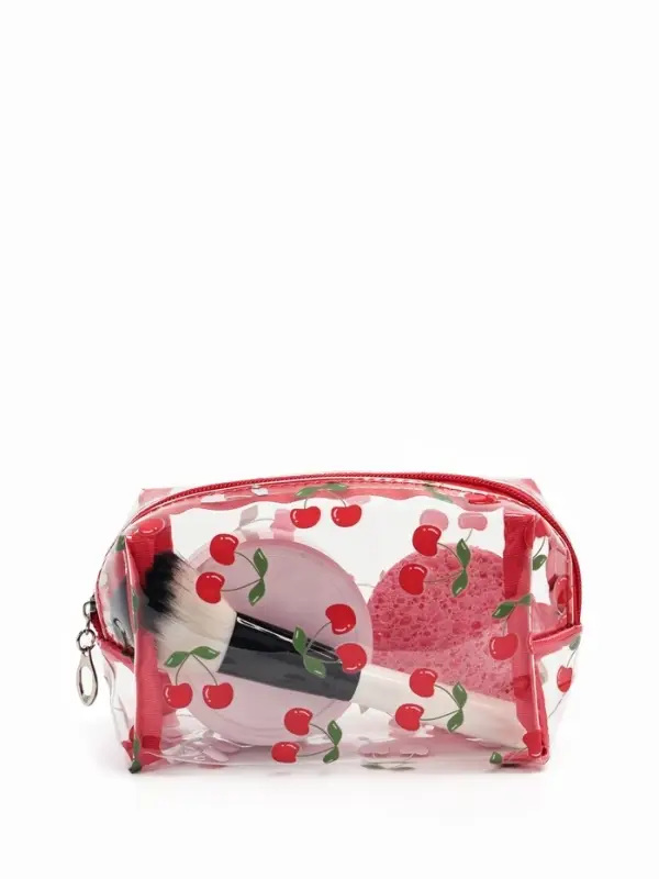 Косметичка ПВХ Вишня 15*6*8,5, отд на молнии, прозрачный