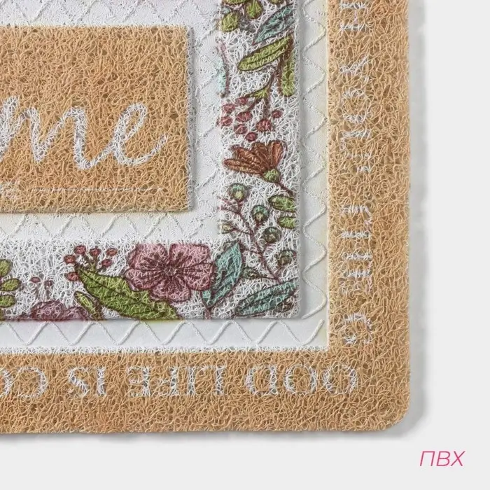 Коврик придверный Доляна &laquo;Цветы&raquo;, ПВХ, 40&times;60 см