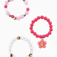 Набор браслетов детский Выбражулька &laquo;Цветок&raquo; 3 шт. d=6 см. бело-розовый