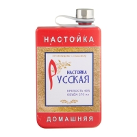 Фляжка для алкоголя "Русская настойка", нержавеющая сталь, подарочная, 270 мл, 9 oz