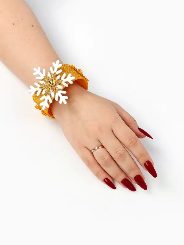 Карнавальный браслет новогодний «Снежинка», золотой Карнавальный браслет новогодний «Снежинка», золотой