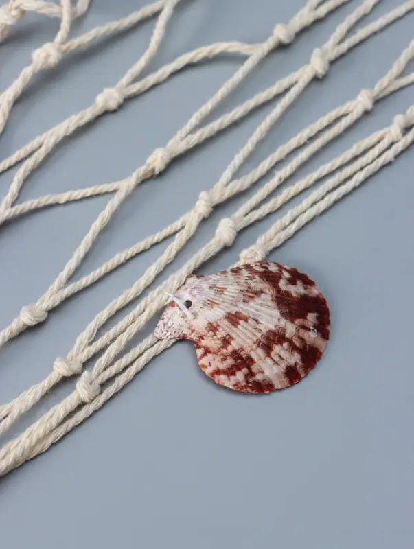 Сетка с ракушками, хлопок, 250х150 см, беж