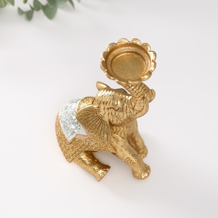 Подсвечник полистоун на 1 свечу Подсвечник полистоун на 1 свечу "Сидячий слоник с хоботом наверх" 7,5х10,5х16,2 см