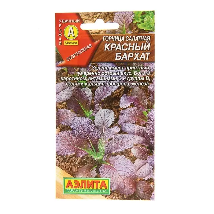 Семена  Горчица салатная  Семена  Горчица салатная "Красный бархат", 0,5 г
