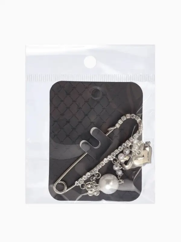 Булавка Булавка "Ключик от сердца", l=6.5, цвет белый в серебре