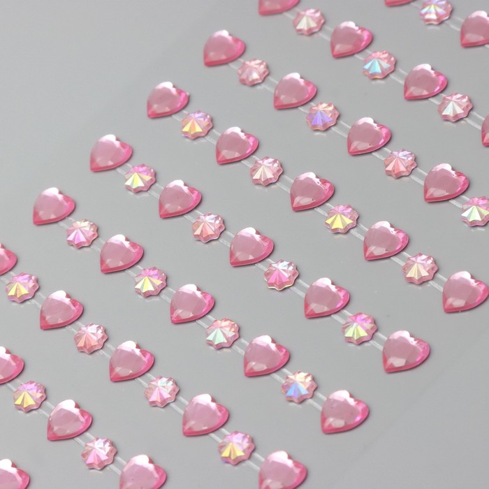 Наклейка пластик стразы Наклейка пластик стразы "Сердечки стразы" МИКС 10,5х32 см