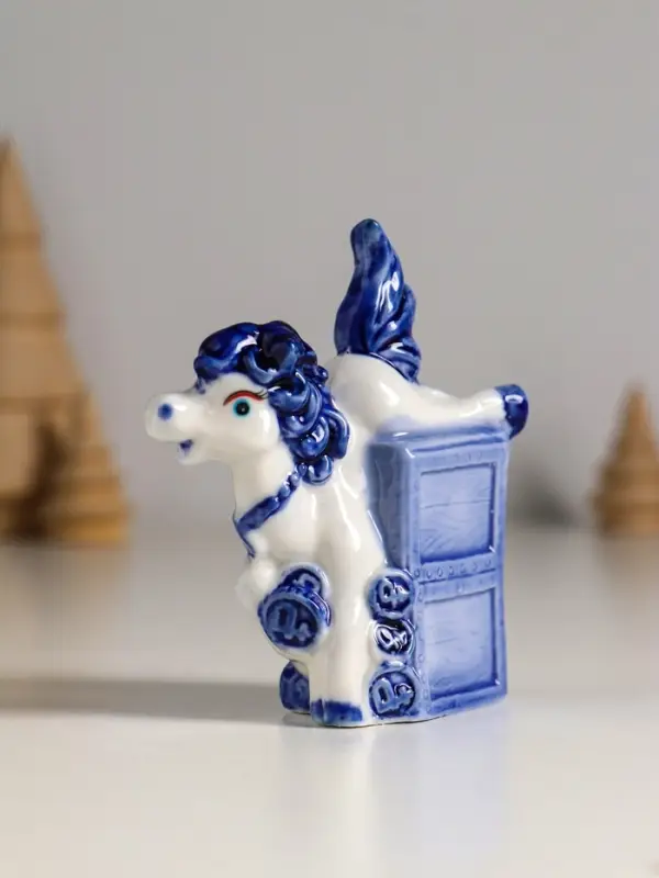 Сувенир керамика "Лошадка денежная" бело-синий МИКС 7,1х3,1х9 см