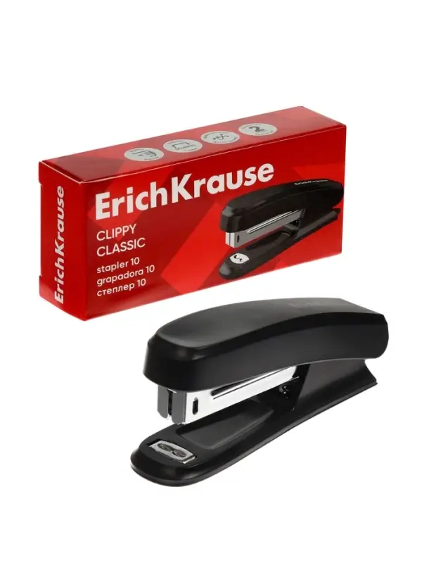 Степлер №10 15 л ErichKrause Clippy Classic, чёрный