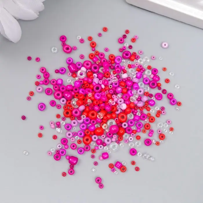 Бисер стекло 6/0 - 15/0  Бисер стекло 6/0 - 15/0 "Ассорти красное" d=1,5-4 мм, н-р 10гр