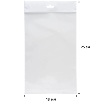 Пакет БОПП 180х250мм +30мм клапан со скотчем, европодвес 25 мкм 100 шт/уп
