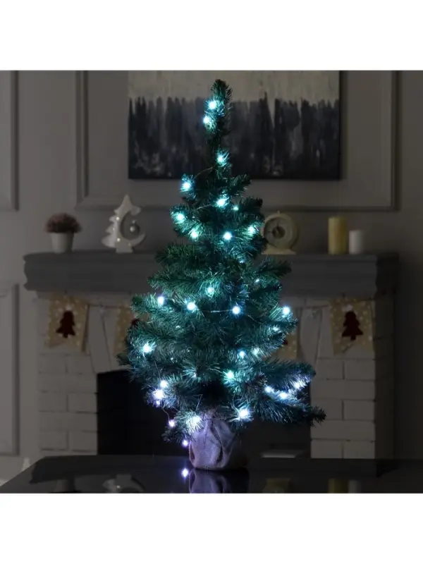 Умная гирлянда &laquo;Нить&raquo; 5 м, роса, IP20, серебристая нить, 50 LED, управление с приложения, свечение RGB, USB