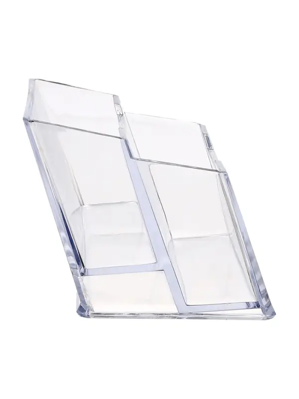 Подставка для визиток, прозрачная, 2 отделения