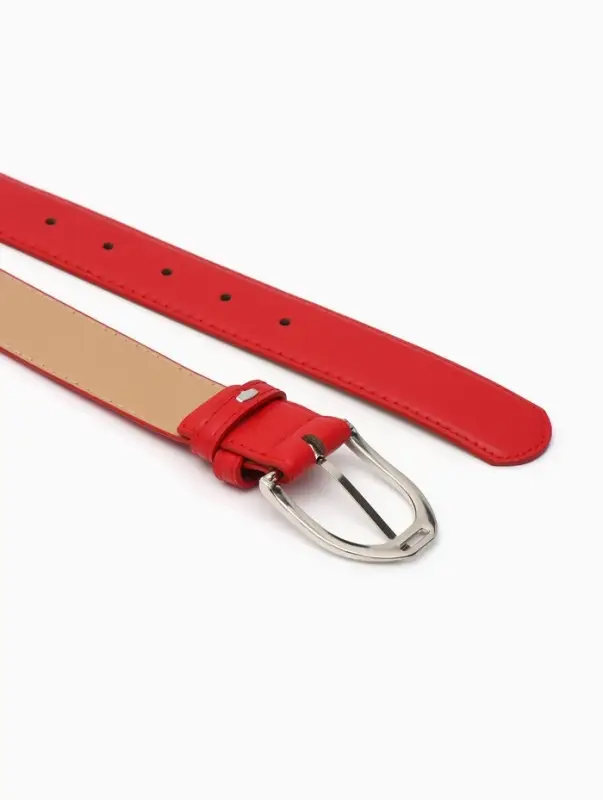 Ремень женский, 3.5&times;110 см, 1 прокол, серебристая пряжка, без винта, красный
