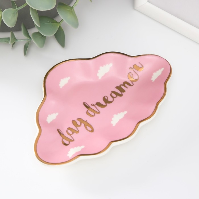 Сувенир керамика подставка под кольца Сувенир керамика подставка под кольца "Розовое облачко" 1,6х8х12 см