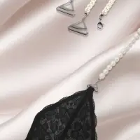 Лямки для бюстгальтера, декоративные с жемчугом, фурнитура металл, 5 мм, 45 см, пара, белые