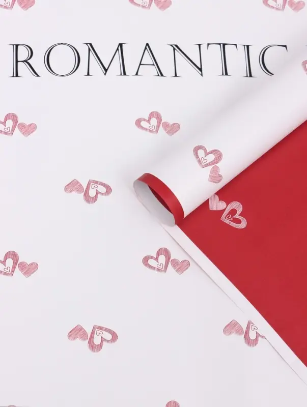 Пленка флористическая для цветов, &laquo;Двойные сердца&raquo;, красная, 57&times;57 см