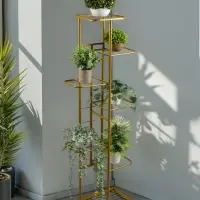 Подставка для цветов Greengo, 7 полок, 43&times;22&times;126 см, напольная, металл, цвет золотой