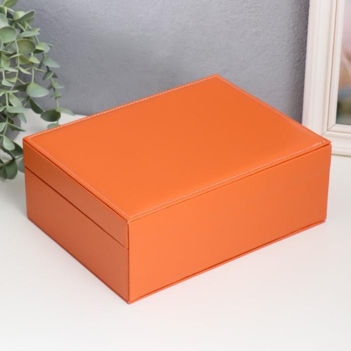 Шкатулка кожзам для украшений  Шкатулка кожзам для украшений "Оранжевая матовая" 9х23х17 см
