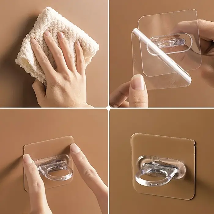 Держатель с клейкой поверхностью ТУНДРА, d=25 мм, 68×68 мм, прозрачный