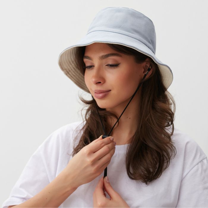 Панама двусторонняя MINAKU, цвет голубой/молочный, размер 56 Панама двусторонняя MINAKU, цвет голубой/молочный, размер 56