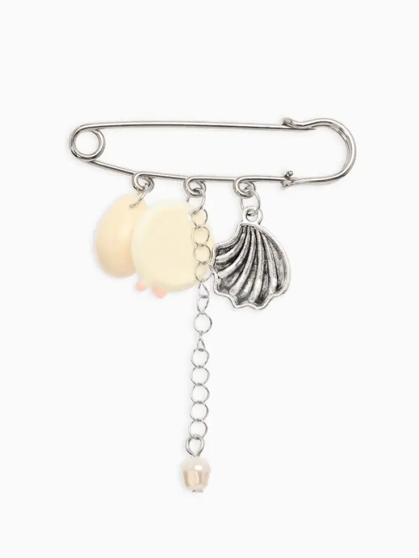 Булавка (набор 2шт) "Пляж" L=7см, цвет белый в серебре