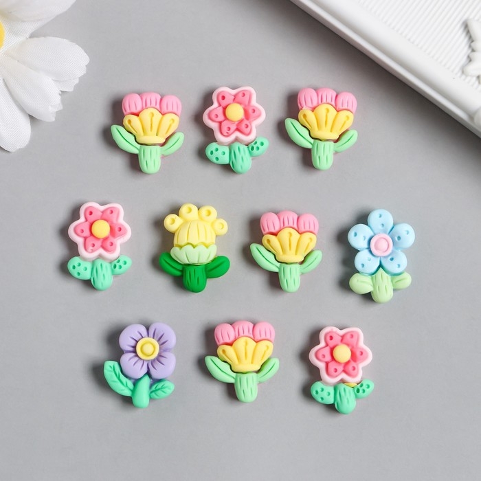 Декор для творчества пластик Декор для творчества пластик "Полевые цветы" набор 10 шт