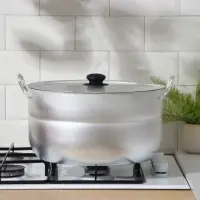 Кастрюля, 15 л, d=34 см, с крышкой, штампованный алюминий, серебристая