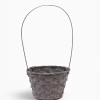 Корзина плетёная, бамбук, d=13xH9.5/28 см, серый