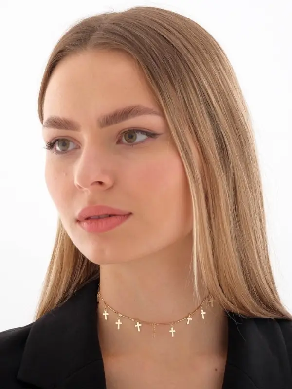 Чокер &laquo;Металлика&raquo;, крестики, цвет золото, L=30 см