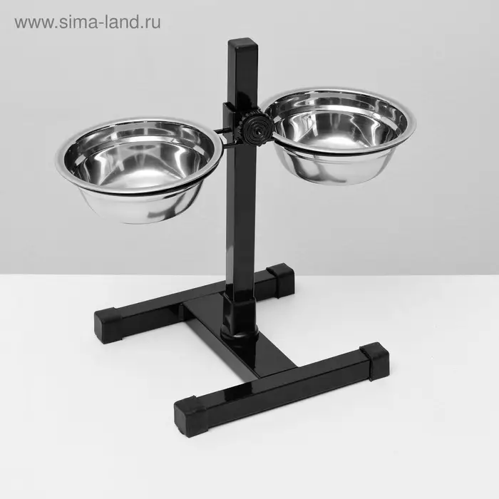 Подставка с мисками, 2&times;350 мл, высота 30 см, разборная, чёрная