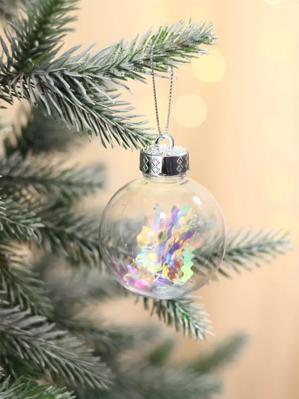 Ёлочные игрушки &laquo;Льдинка - серпантин&raquo;, шары новогодние, d=6 см, набор 6 шт., прозрачный