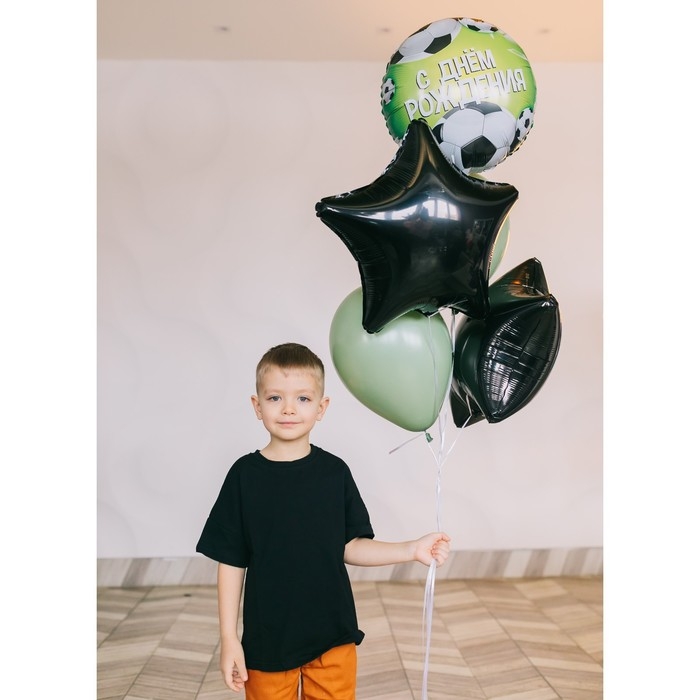 Воздушный шар фольгированный 18 Воздушный шар фольгированный 18" «С Днём рождения. Футбол», круг, цвет зелёный