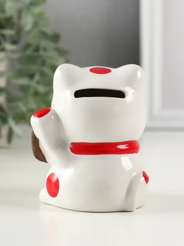 Копилка керамика Копилка керамика "Манэки-нэко - иероглиф удача" розовый 7,2х8,3х10 см